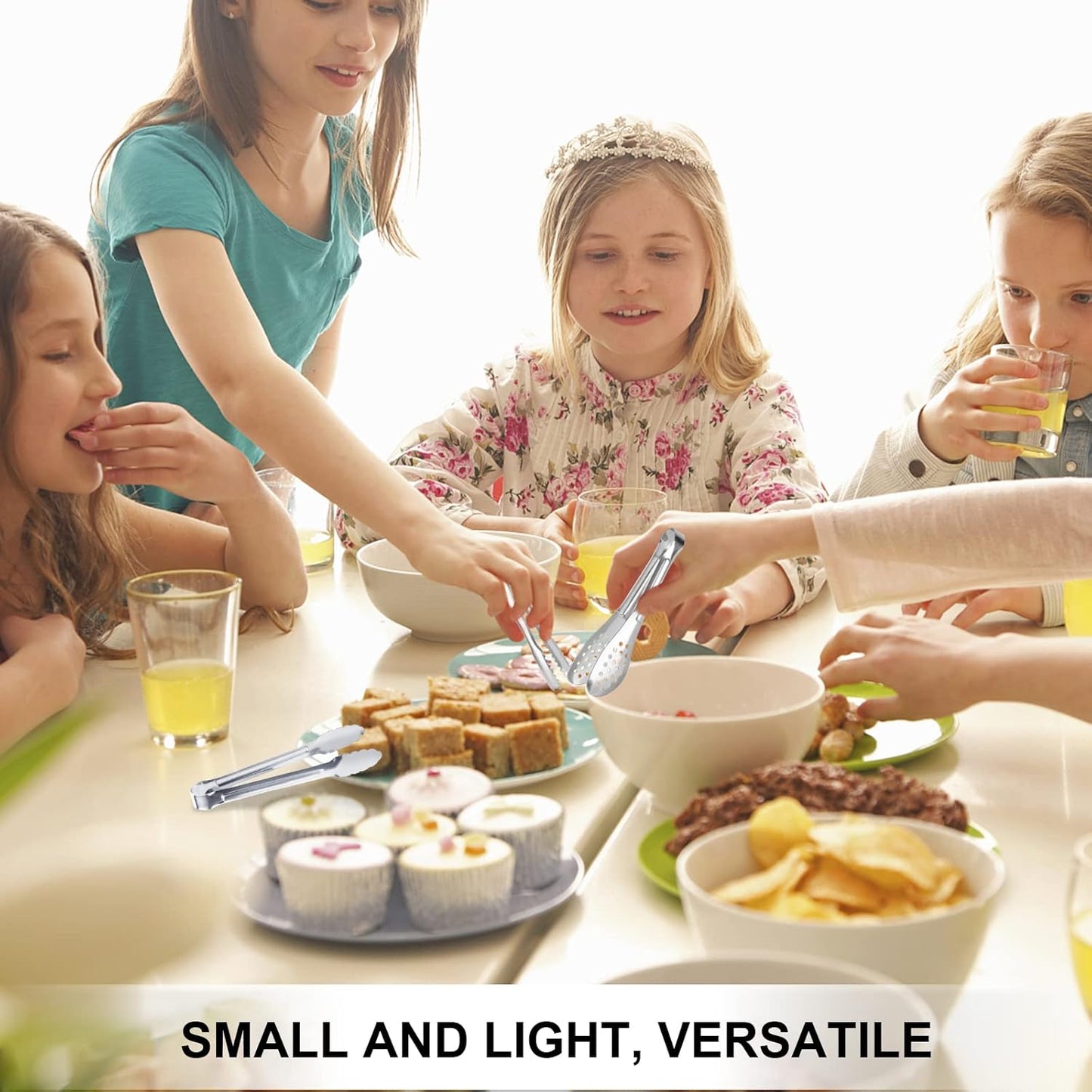 Serving Tongs,Buffet Tongs, Dmoera Stainless Steel Food Tong Serving Tong Small Serving Tongs Stainless Steel Mini Appetizer Tongs, Set of 12