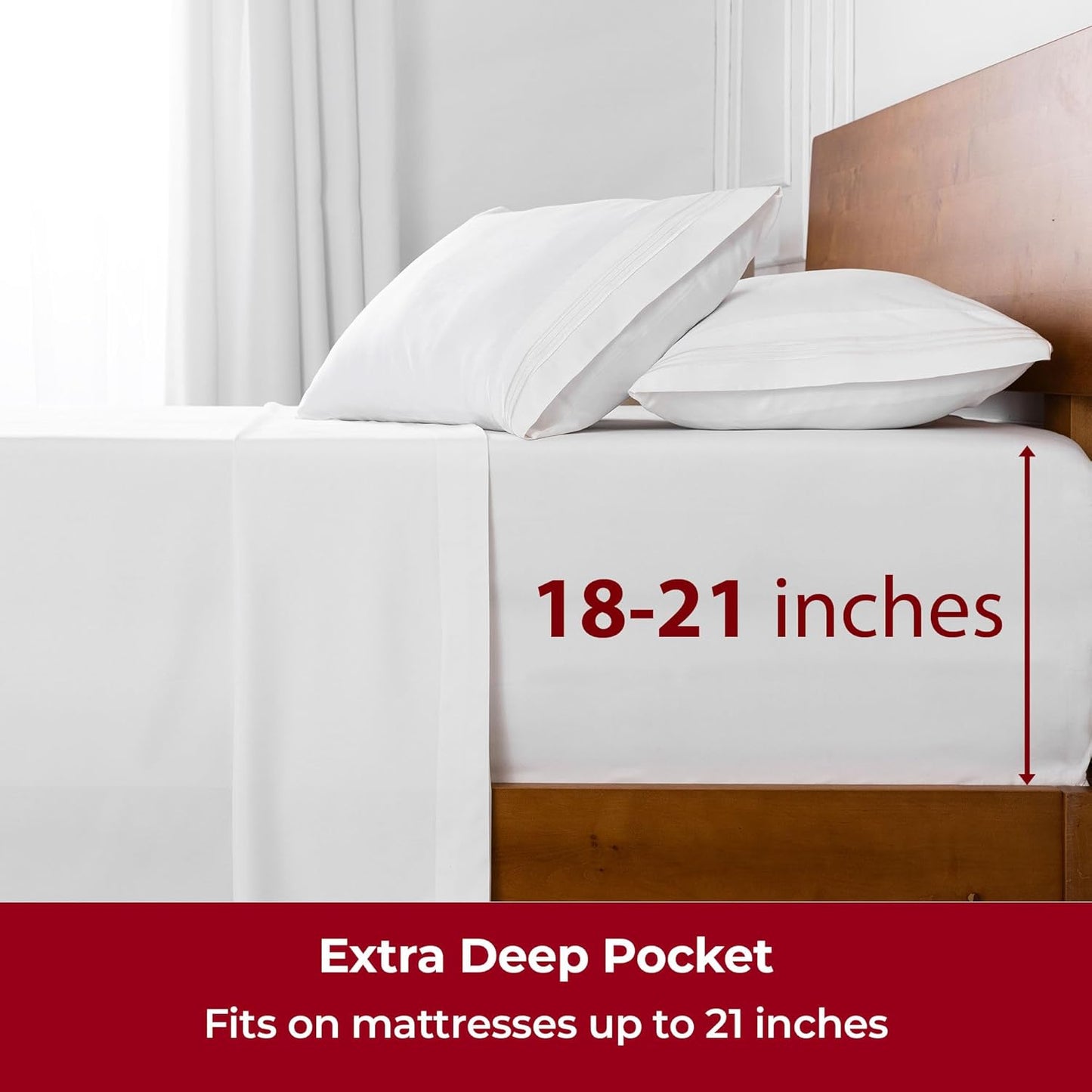 Mellanni Extra Deep King Sheets - 4 PC Iconic Collection Bedding - Hotel Luxury, Ultra Soft, Cooling Bed Sheets - Wrinkle, Fade, Stain Resistant (King, White)