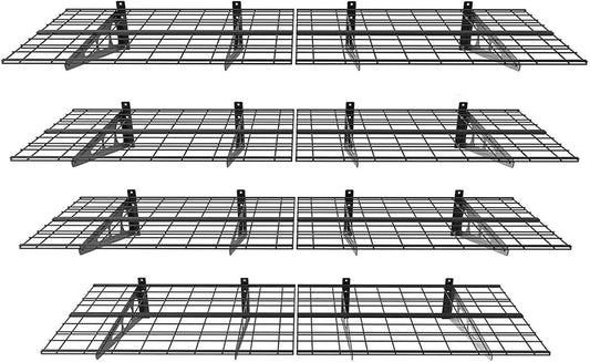 FLEXIMOUNTS 4-Pack 2x6ft 24-inch-by-72-inch Wall Shelf Garage Storage Rack Floating Shelves, Black