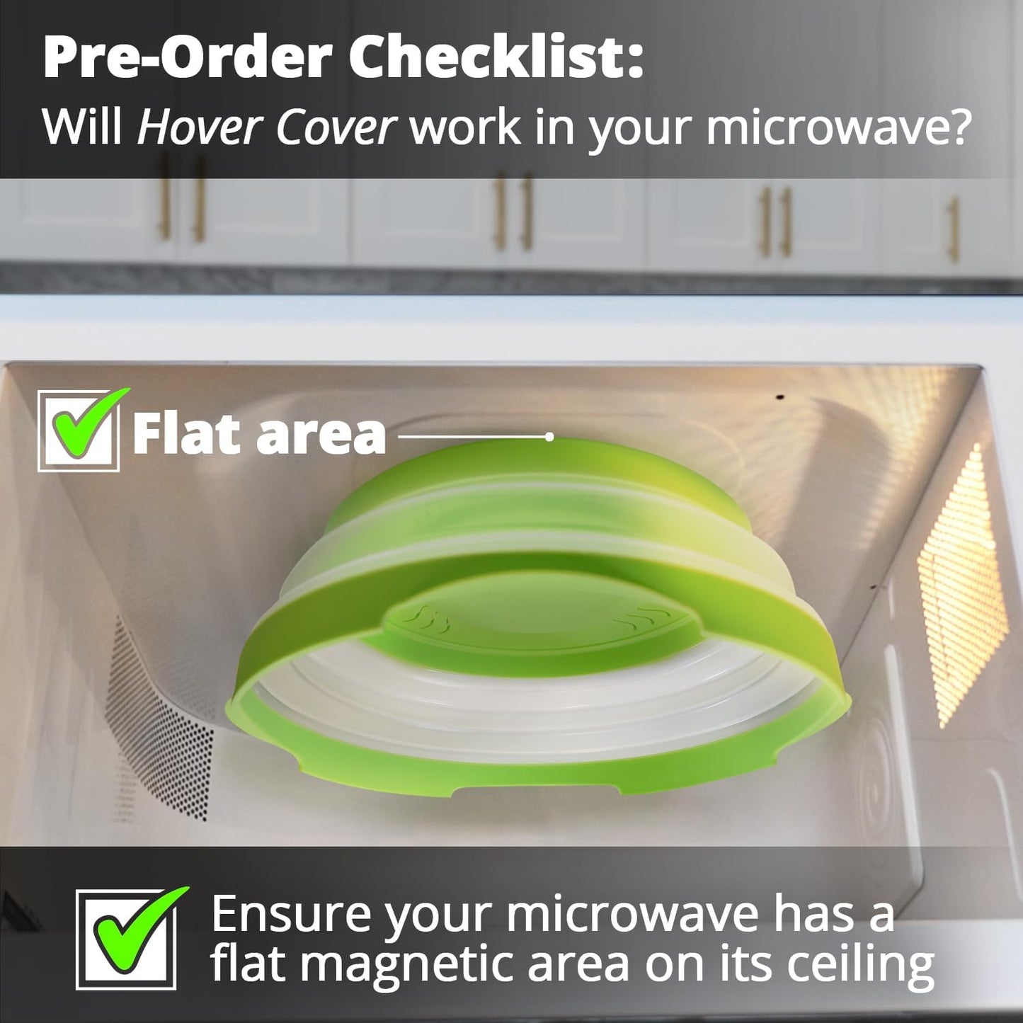 2.0 Magnetic Microwave Splatter Cover, Collapsible 12-Inch BPA-Free Food Lid with Upgraded Magnets, Vented Plate Guard, Dishwasher Safe, Space-Saving Magnetic Storage - Green