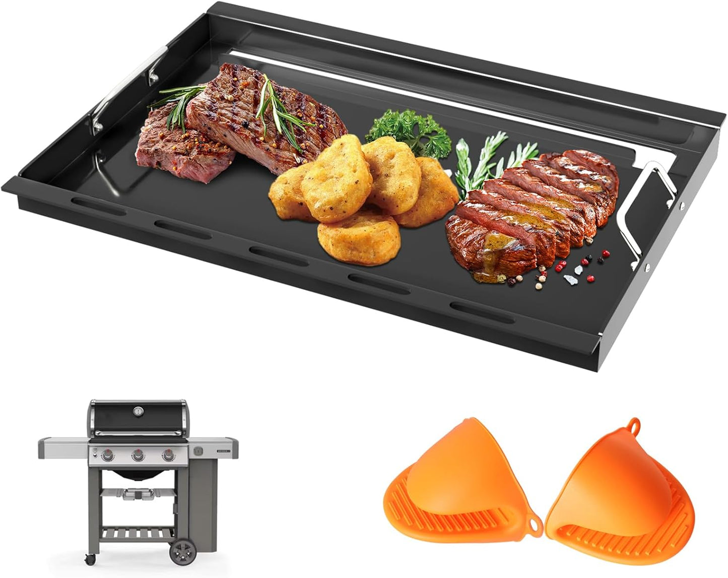 6788 Genesis II 300 Full Size Griddle Insert for Weber GS4 Genesis II 300 Series Grill Genesis II E-335 E-310 E-330 E-315 S-310 SX335 E-325 EX-335 Flat Top Griddle, Carbon Steel for 66095 66802