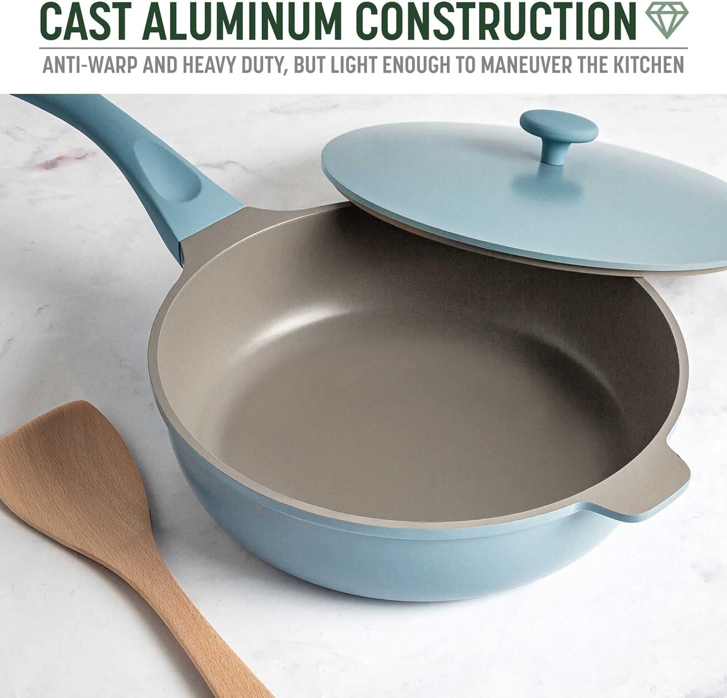 Goodful All-in-One Pan, Multilayer Nonstick, High-Performance Cast Construction, Multipurpose Design Replaces Multiple Pots and Pans, Dishwasher Safe Cookware, 11-Inch, 4.4-Quart Capacity, Blue Mist