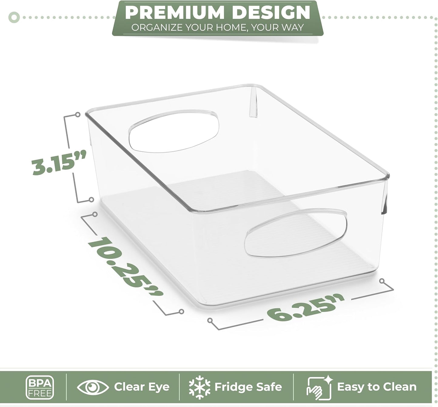 Sorbus 10-Pack Medium Clear Plastic Organizing Bins – Clear Bins for Organizing, Refrigerator Organizers, Fridge Organizer, Pantry Storage, Kitchen Organizer, and Pantry Organizers and Storage Bins