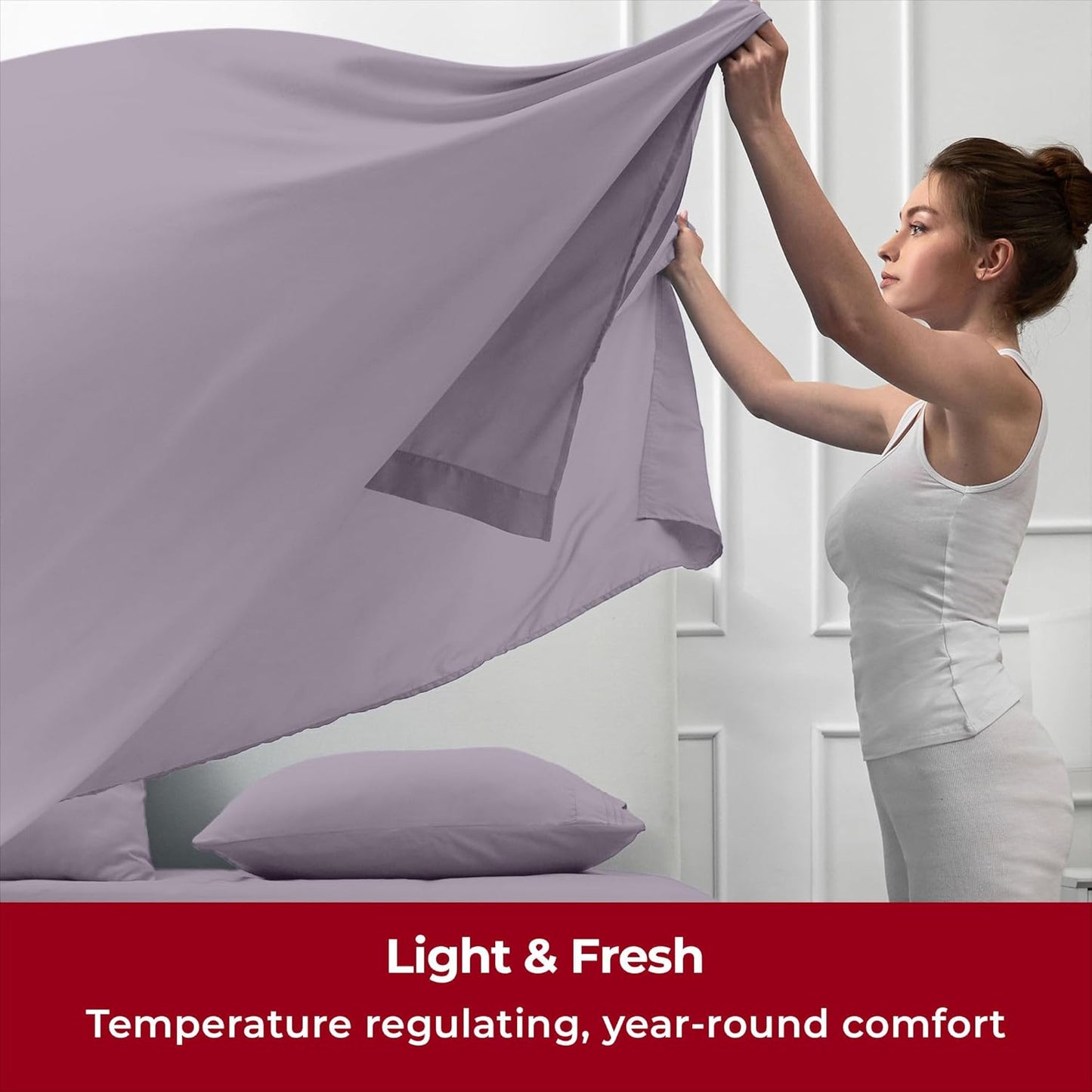 Mellanni Twin XL Sheets Set - 3 PC Iconic Collection Bedding - Hotel Luxury, Extra Soft, Cooling Bed Sheets - Wrinkle, Fade, Stain Resistant (Twin Extra Long, Hazy Lilac)