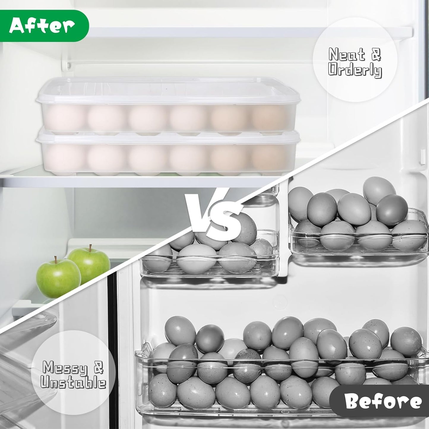 Deviled Egg Containers with Lid, (Set of 2),Stackable Plastic Egg Holder for 48 Eggs,Clear Egg Storage Holder for Fridge,Keep Fresh,Easter,Thanksgiving Party Kitchen Supplies