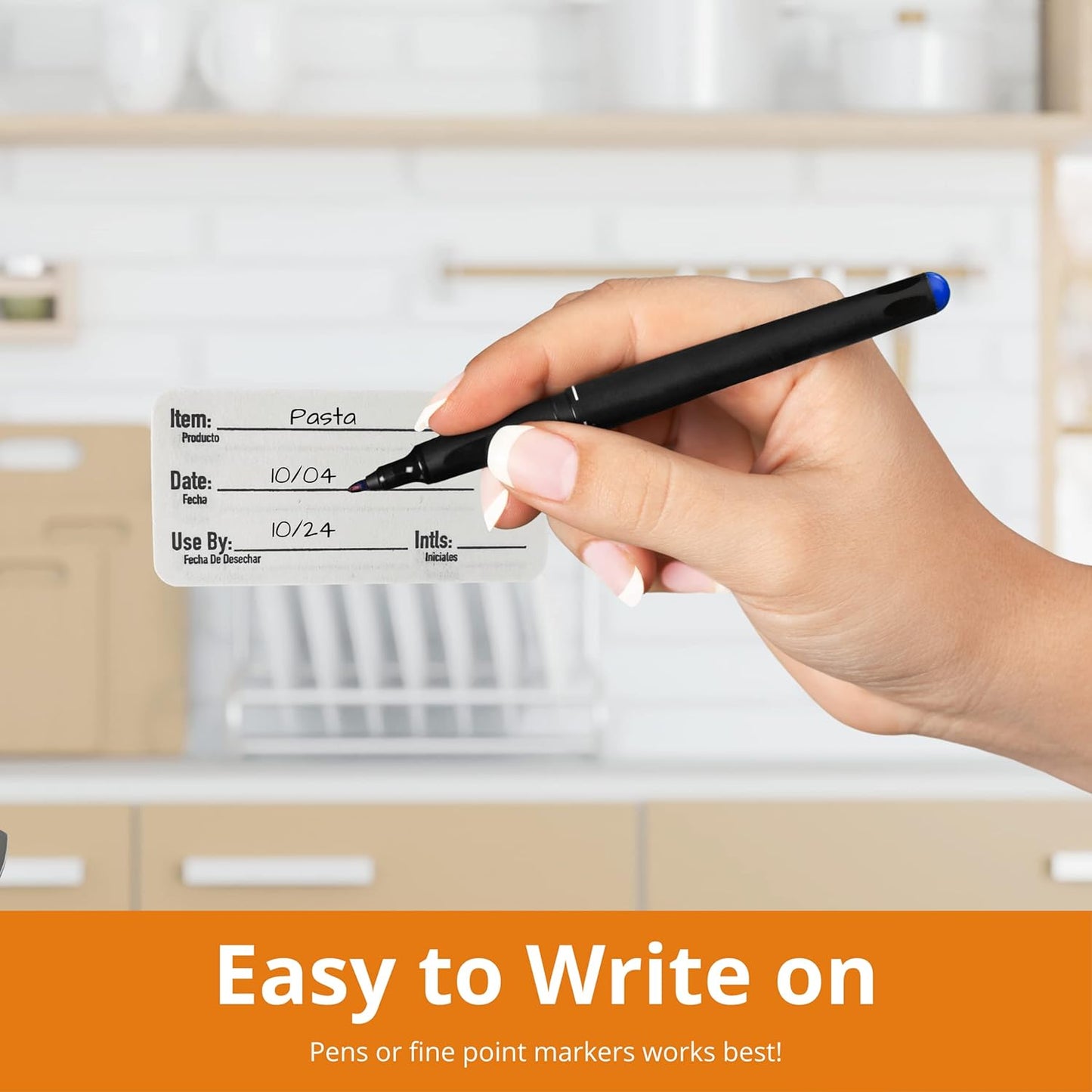 2x1 Dissolvable Food Labels, 1000 Label Stickers, Bottle Labels for Storage Bins, Sticker Labels for Food containers, (1000, Black)