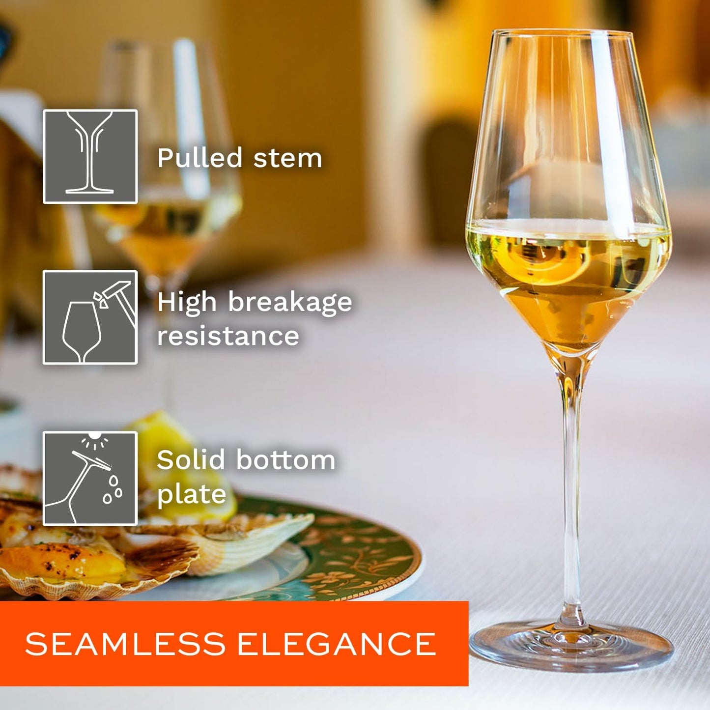 Stölzle Lausitz White Wine Glasses Set of 4 (QUATROPHIL). Dishwasher Safe, Crystal Luxury Wine Glasses (14.25 floz). Genuine Stölzle Wine Glass Set