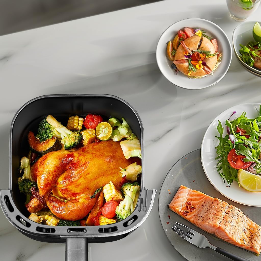 ASZ Digital Air Fryer 4.5qt with Window - Small Airfryer 8 Presets Bake Toast Broil Reheat Bacon - Black 400°F Airfryer 85% Oil Less,Nonstick Dishwasher-Safe Parts, Automatic Shutoff, Kitchen Gift