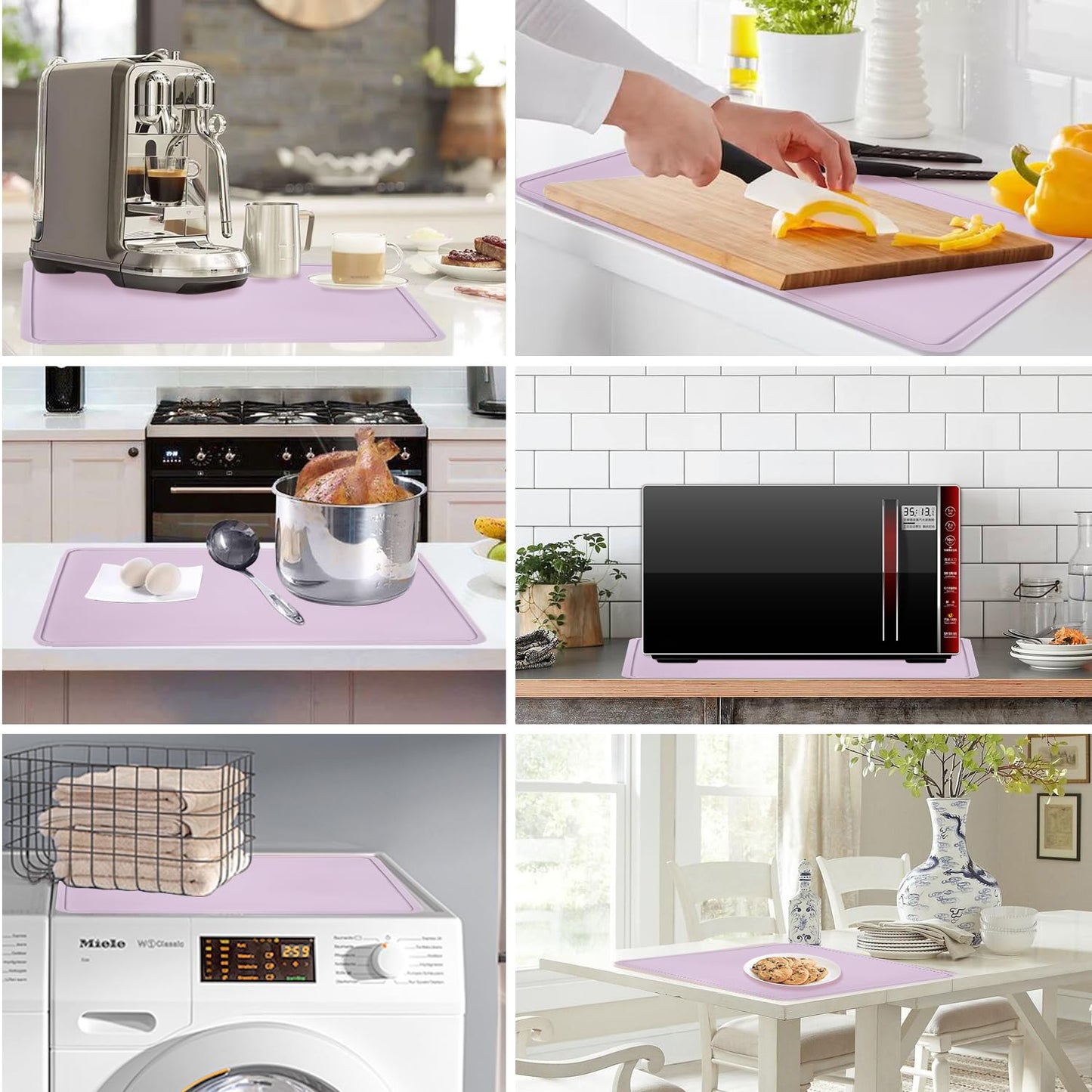 Silicone Placemats with Raised Edges for Kids, Kids Silicone Mats for Dining Table, Toddler placemat Portable Reusable Non-Slip Mats for Kids Toddler Children (Purple)