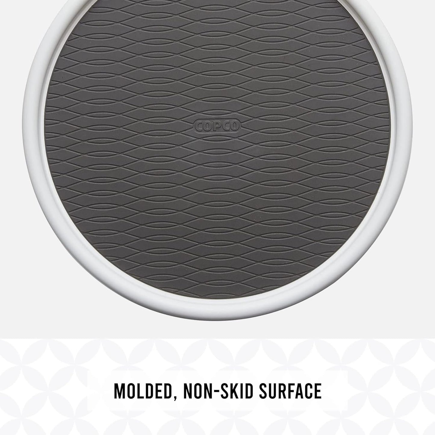 Copco Basics Non-Skid Pantry Cabinet Lazy Susan Turntable, 12-Inch, White/Gray (Pack of 2)