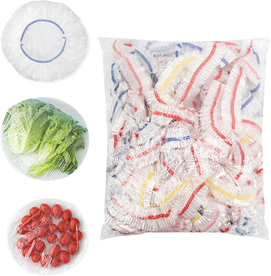 Homelove Plastic Bowl Covers Dish Cover Food Cover, 100pcs Reusable Elastic Stretch Fresh Keeping Covers, Kitchen Dining Cookware Canning Lids Food Bags, Universal Kitchen Plastic Wrap [Colorful]