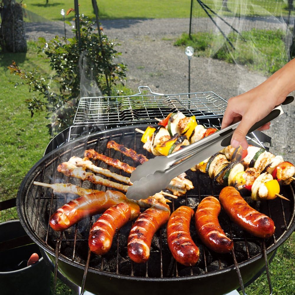 Kitchen Tongs, Joinkitch Stainless Steel Cooking Tongs Set 2 pack (12-inch.9-inch) With Heat Resistant Handle For Kitchen Outdoor Barbeque Salad Fish Thick Steak