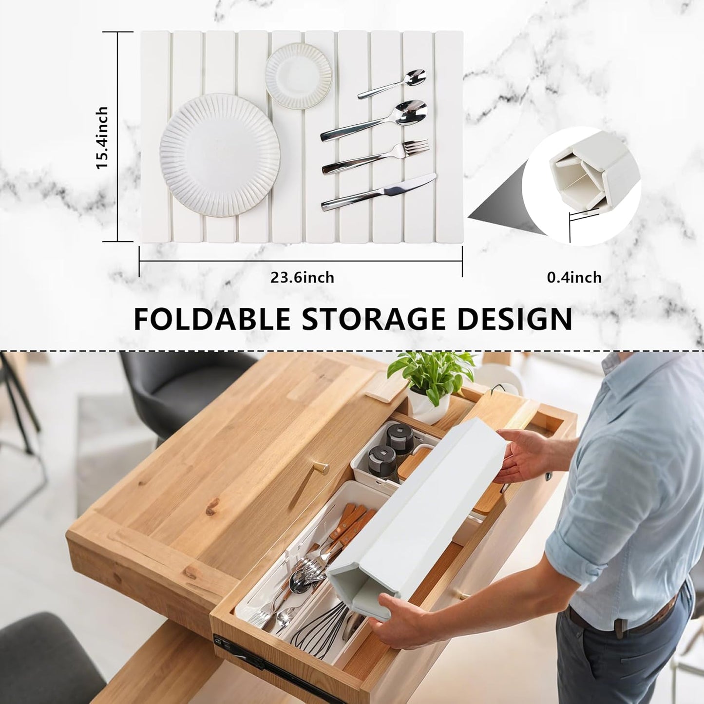 Large Stone Drying Mat for Kitchen Counter Diatomaceous Earth Collapsible 24”（L）*16”（W）Super Heat Resistant Mats, Quick Absorbent Dish Drying Rack（Dark Gray）