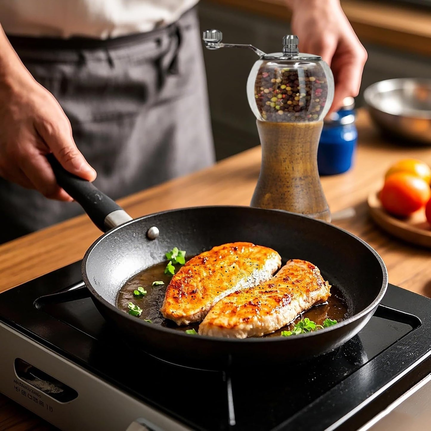 Salt and Pepper Grinder Set, Pepper Mills Classical Roast Black Wooden Manual Pepper Grinder Set Metal Hand Shake Sea Salt Mill, Ceramic Core Grinding Enjoy Fresh Ground Pepper Sea Salts Spices