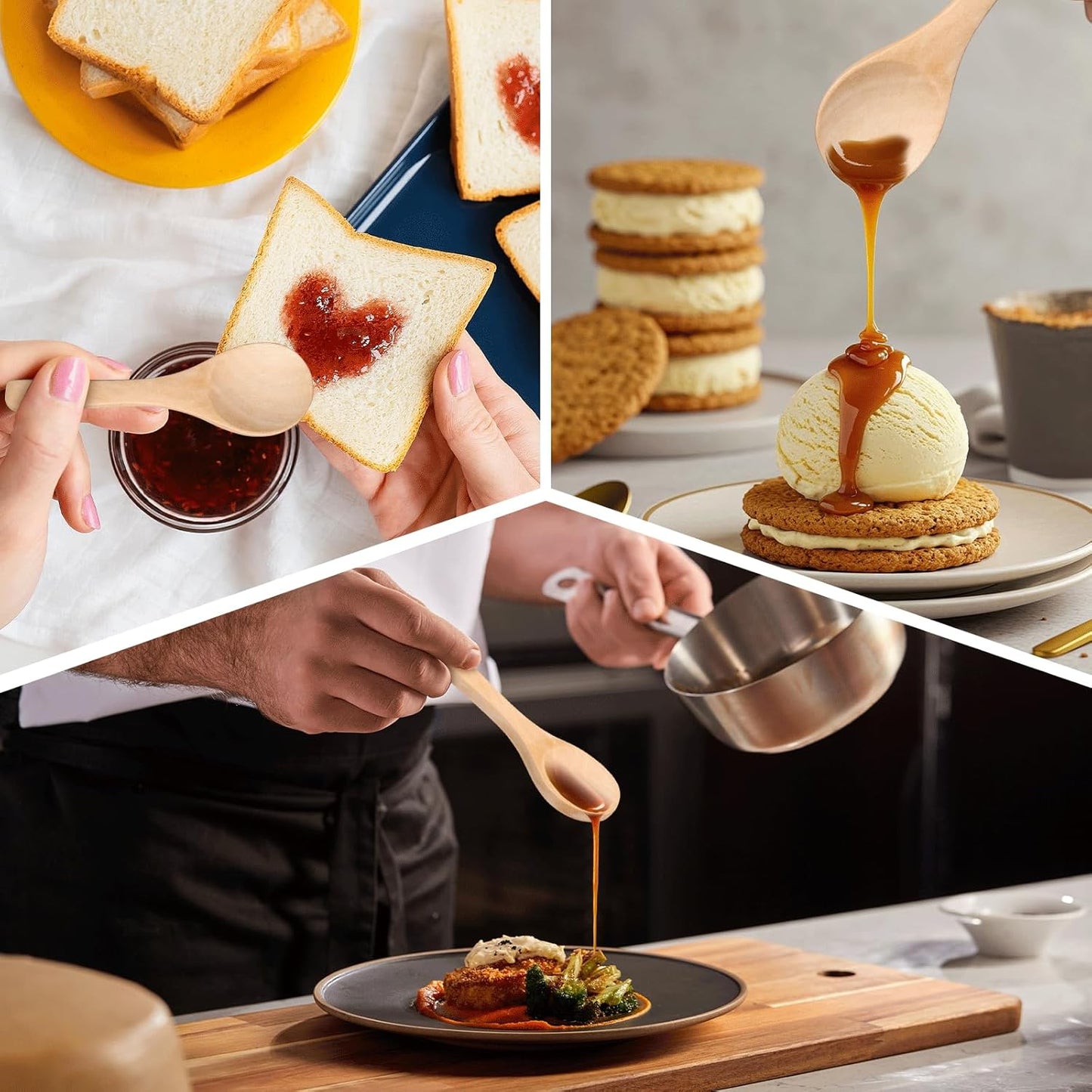 Boao 100 Pcs Small Wooden Spoons, 3.5'' L, Mini Wood Natural Tiny Spoons Wooden Little Teaspoons for Jars Sugar Creamer Honey Spices Salt Kitchen Supplies (Light Brown)