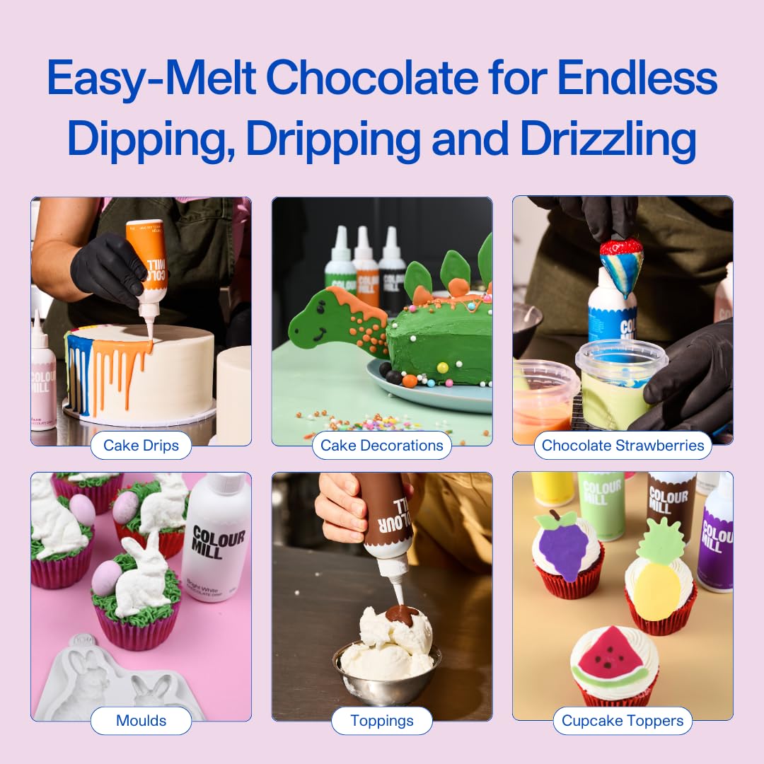 Colour Mill Chocolate Drip Easy-Melt Drizzle for Desserts, 125 Grams Baby Pink