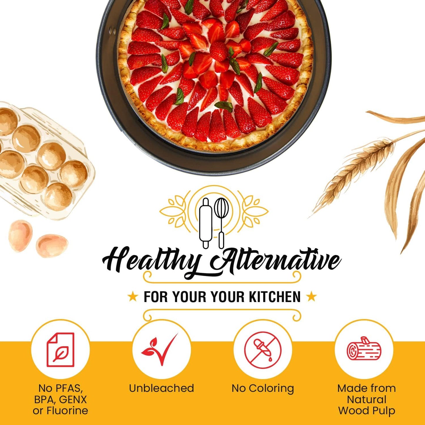 6 Inch Rounds Pack of 220 Parchment Paper Baking Sheets by Baker’s Signature | Precut Silicone Coated & Unbleached – Will Not Curl or Burn – Non-Toxic & Comes in Convenient Packaging