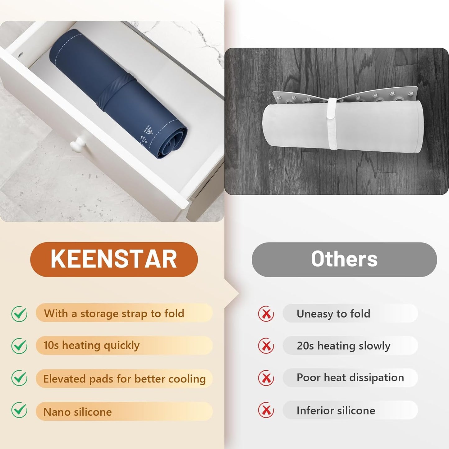 Warming Tray with Full Surface Heating, Foldable & Portable Food Warmer, 3 Temperature Settings & Child Lock, Premium Silicone Warmer Mat for Parties, Family Gatherings, Holidays, Daily Use