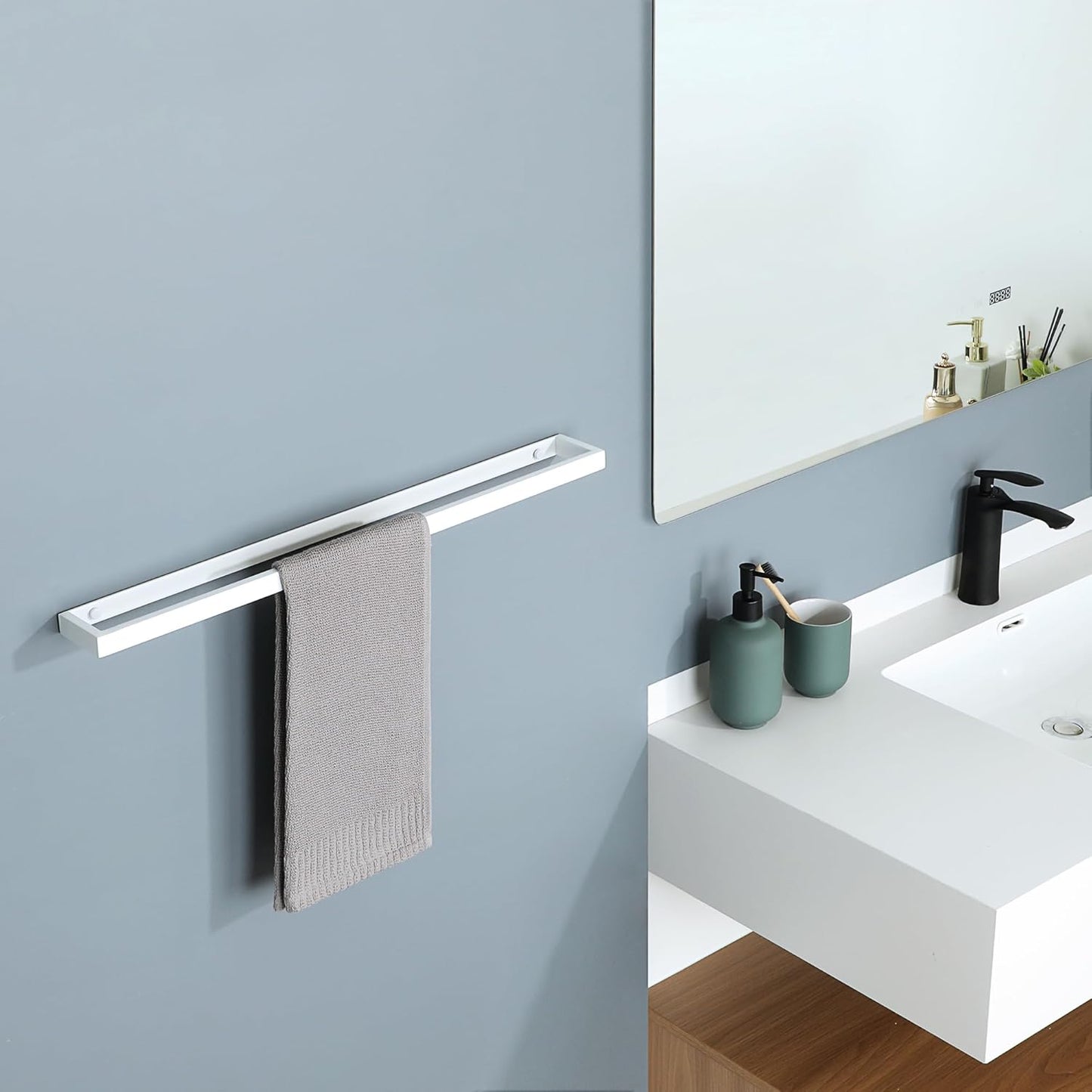 Alise Bath Towel Bar,Wall Mount Towel Holder Towel Rack Towel Hanger for Bathroom Lavatory,24'' SUS304 Stainless Steel Towel Rail,White Finish,GJF060-W