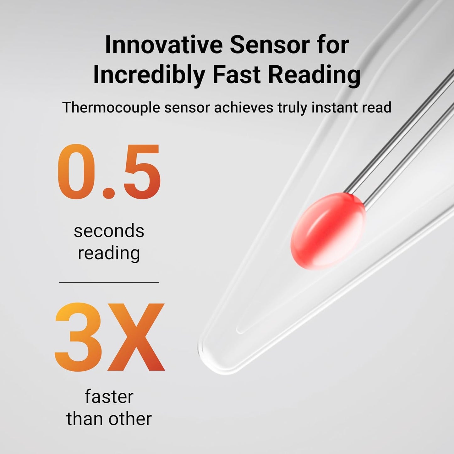 Professional Meat Thermometer, Instant Read in 0.5 Sec, NIST Certified Accuracy ±0.5°F, IP67 Waterproof, Ambidextrous Backlight & Auto-Rotating Display, for BBQ/Grill/Cooking, Black&Red