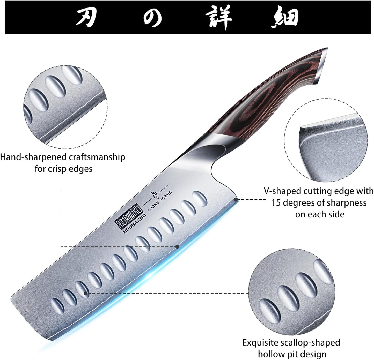 7 Inch Nakiri Knife, Japanese High Carbon Stainless Steel Chef Knife, Multipurpose Meat Vegetable Sharp Kitchen Knife with Ergonomic Pakkawood Handle