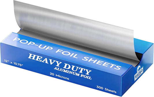 Precut Pop Up Heavy Duty Aluminum Foil Sheets - 300 Pcs of Ultra Thick 20 Micron Foil Sheets for Food - (12"x10.75") Premium Cooking Liners for Versatile Use in Cooking & Baking