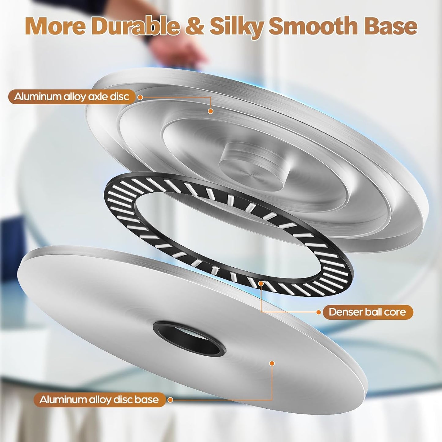 27" Glass Lazy Susan for Dining Table - Tempered Glass Round Clear Tabletop Large Rotating Tray, Silent & Smooth Spin (27inch/70cm)