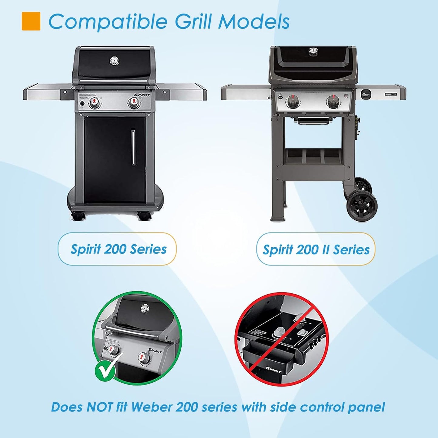 7637 17.5" Grill Grates Replacement for Weber Spirit I & II 200 Series, for Weber Spirit Grill Grates, Spirit 210, GS4 Spirit II 200 for Weber Spirit II Grill Parts, 7MM Stainless Steel Grill Grates