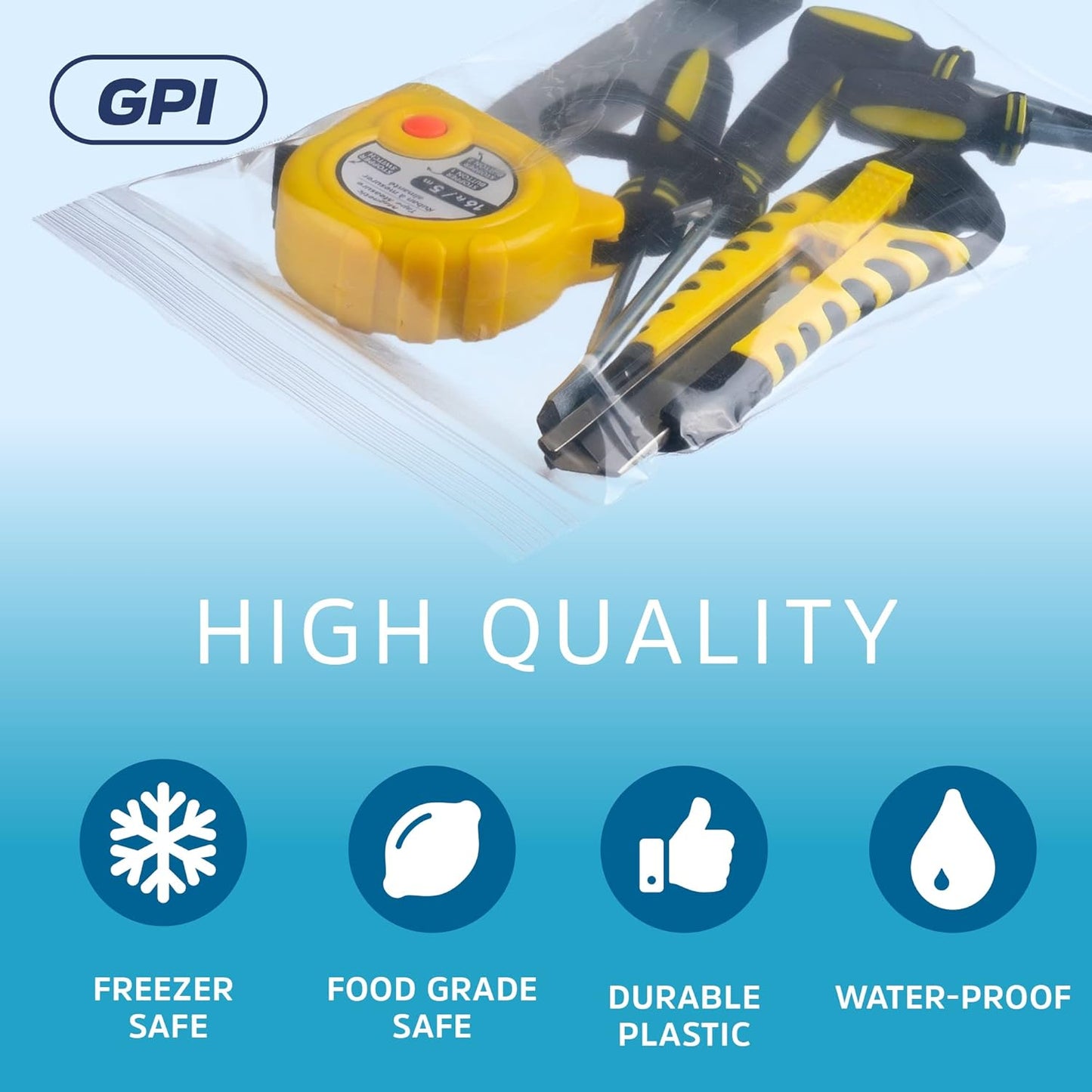 Clear Plastic Reclosable Zip Bags - Bulk GPI Pack of 100 6" X 9" 4 Mil Thick Heavy Duty, Strong & Durable Poly Baggies with Resealable Zipper Lock for Travel, Storage, Packaging & Shipping.