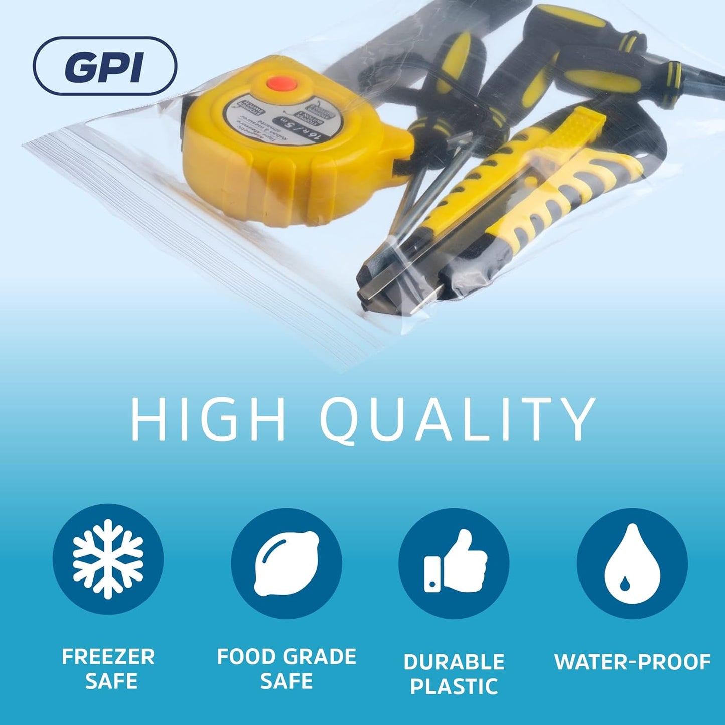 CLEAR PLASTIC RECLOSABLE ZIP BAGS - Bulk GPI Case Of 1000 5" x 8" 4mil Thick Heavy Duty strong & Durable Poly Baggies With Resealable Zipper Lock For Travel, Storage, Packaging & Shipping.