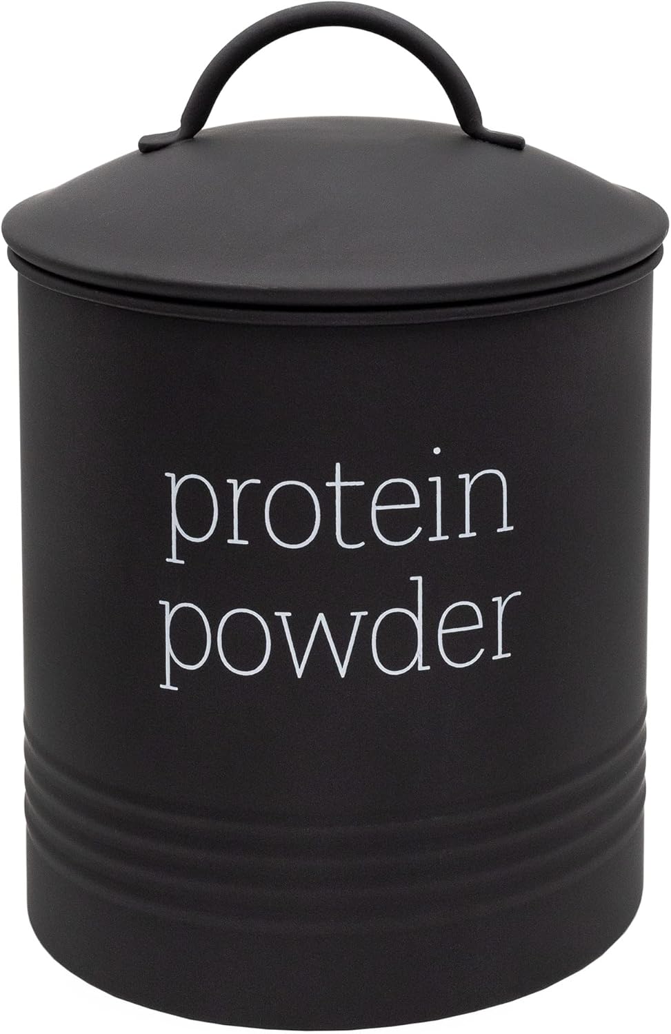 AuldHome Design Enamelware Protein Powder Canister (Black); Modern Farmhouse Style Storage for Kitchen