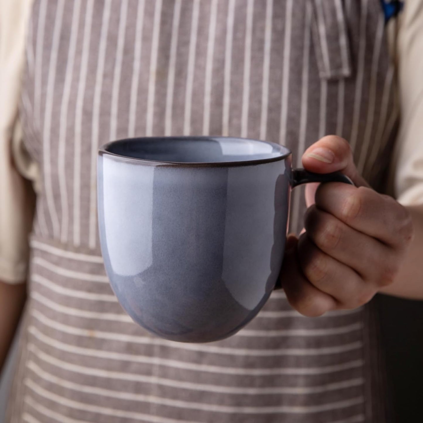 AmorArc 12oz Coffee Mugs, Ceramic Coffee Mugs set of 4 for Man, Woman, Dad, Mom, Modern Coffee Mugs with handle for Latte/Cappuccino/Milk/Cocoa. Dishwasher&Microwave Safe, Gray-Reactive Glaze