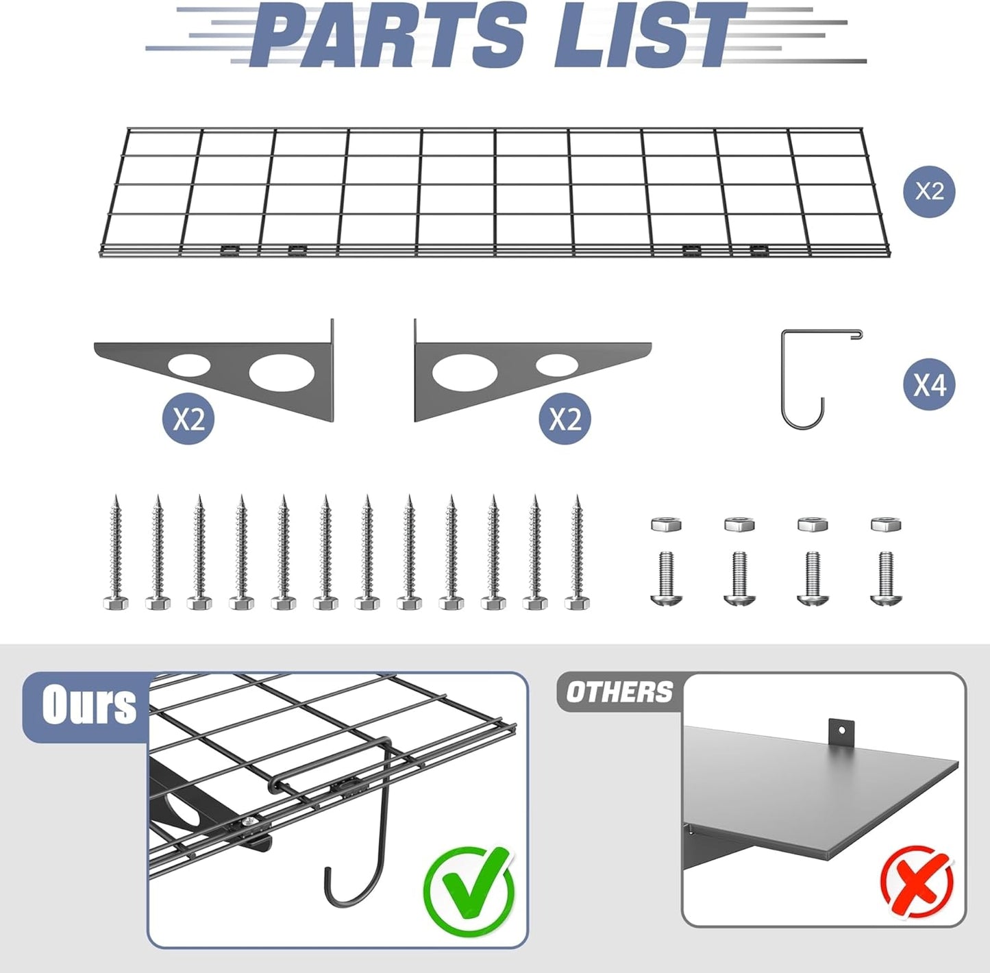 WALMANN 2 Pack Garage Wall Shelves, 1 x 4 ft/12 * 48 inch Wall Mounted Storage Shelves for Garage Heavy Duty Floating Shelving, Holds Up to 220 lbs(Black)