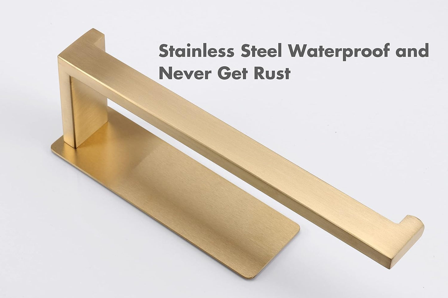 Hand Towel Holder, Strong Self Adhesive Hand Towel Ring, Thicken SUS304 Stainless Steel Hand Towel Bar/Rack, No Drilling Modern Hand Towel Hanger (Brushed Gold, 9 in)