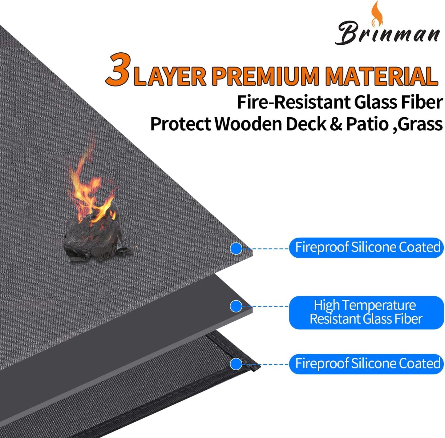 Under Grill Mats for Outdoor Grill - 48x40 Inch BBQ Mat for Under Barbecue - Double-Sided Fireproof Patio & Deck Protector Mat - Fire Pit Mat -Oil-Proof Grill Floor Pads - Stove Mat Patio Accessories