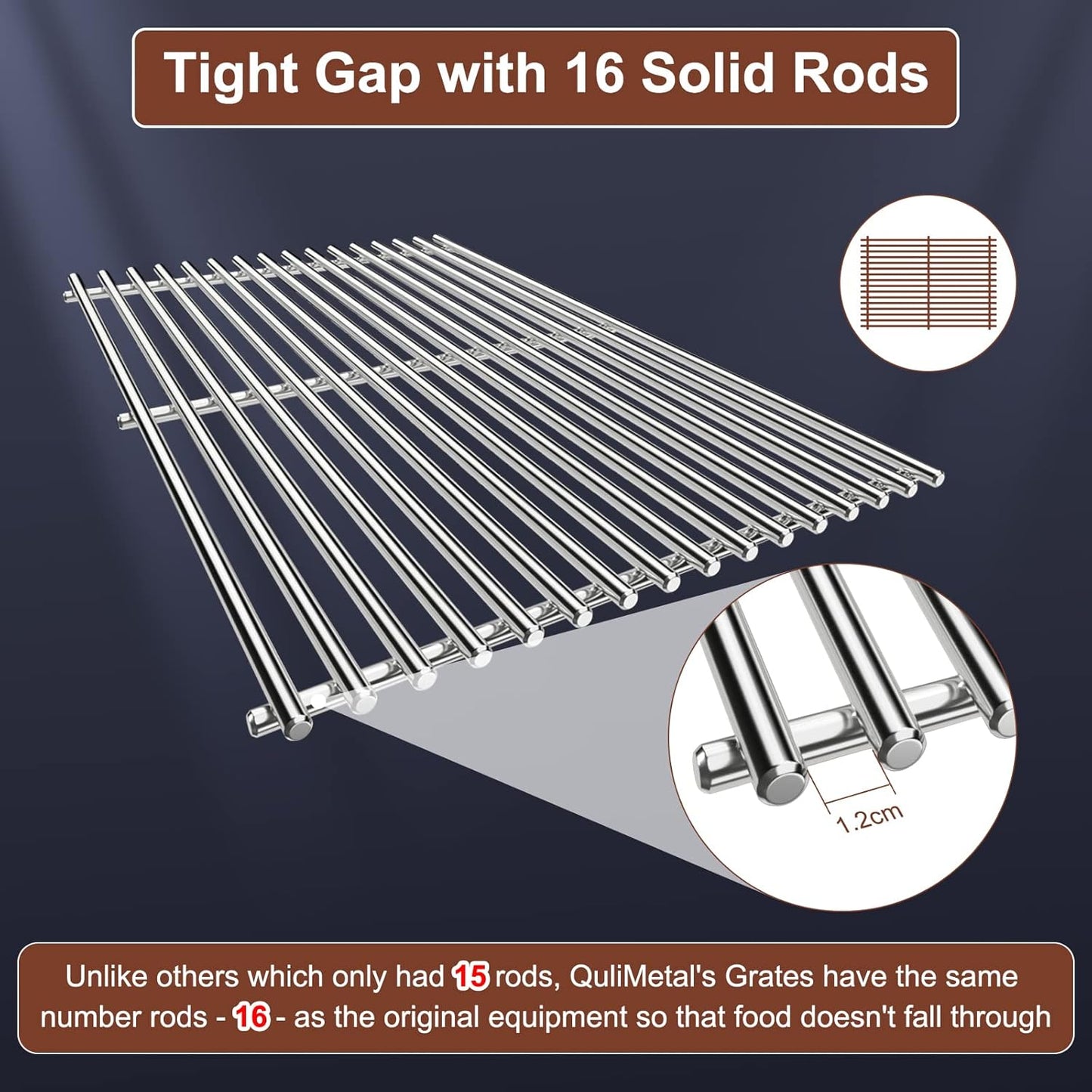 QuliMetal SUS304 Grill Grates for Weber Spirit 300 and GS4 Spirit II 300 Series, Spirit 700, Genesis Silver B & C, Genesis Gold B & C, Genesis Platinum B & C, Genesis 1000-3500