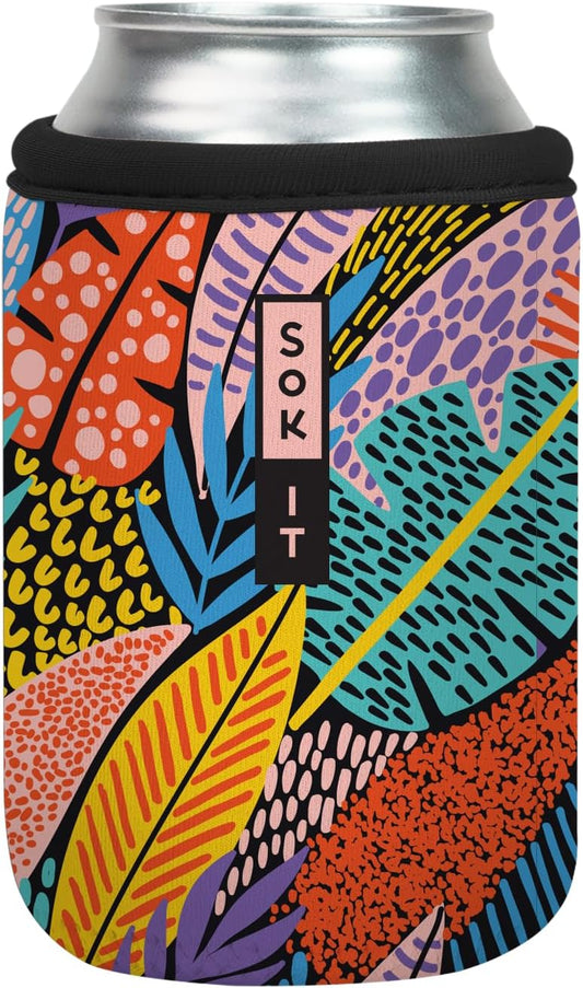 Sok It CanSok Sleeve for Beer & Soda Insulated Neoprene Cover (Feathered Foliage, 12oz Can Sleeve)