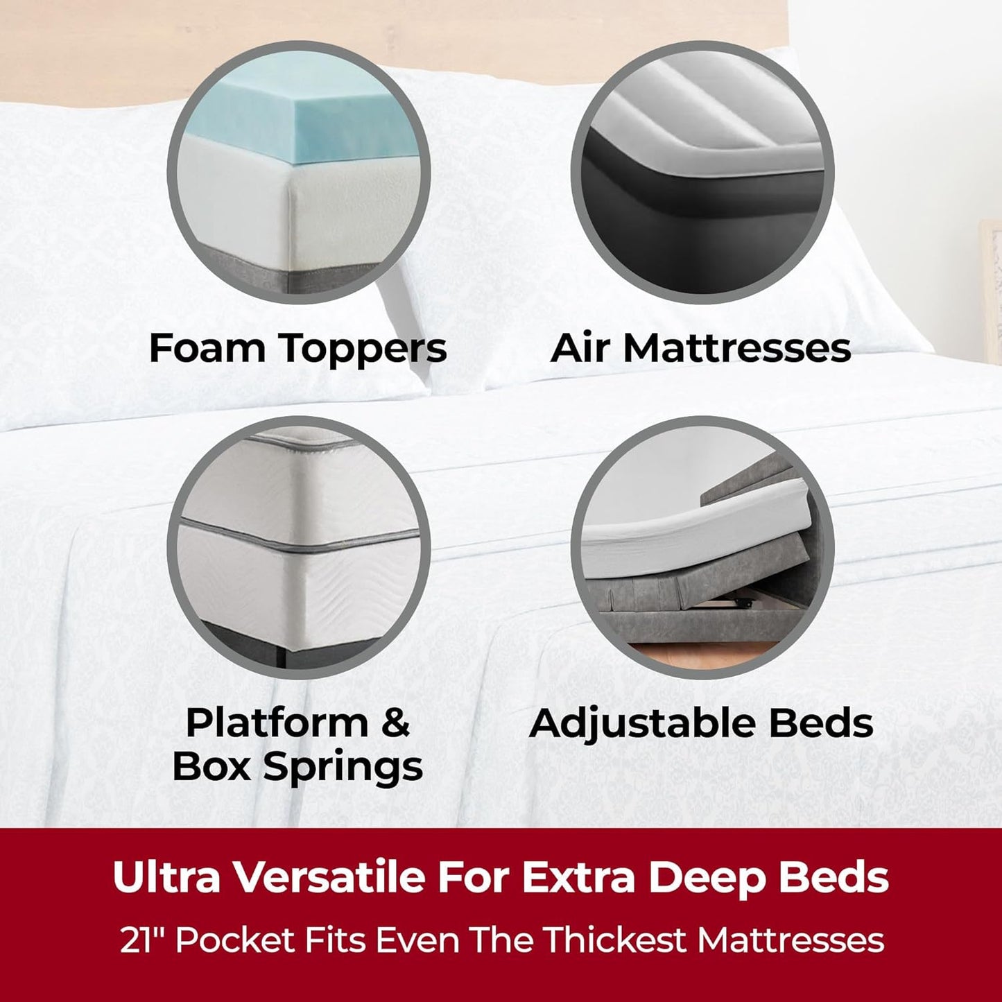 Mellanni Extra Deep Full Sheets - 4 PC Iconic Collection Bedding - Hotel Luxury, Ultra Soft, Cooling Bed Sheets - Wrinkle, Fade, Stain Resistant (Full, Laced Sky Blue)