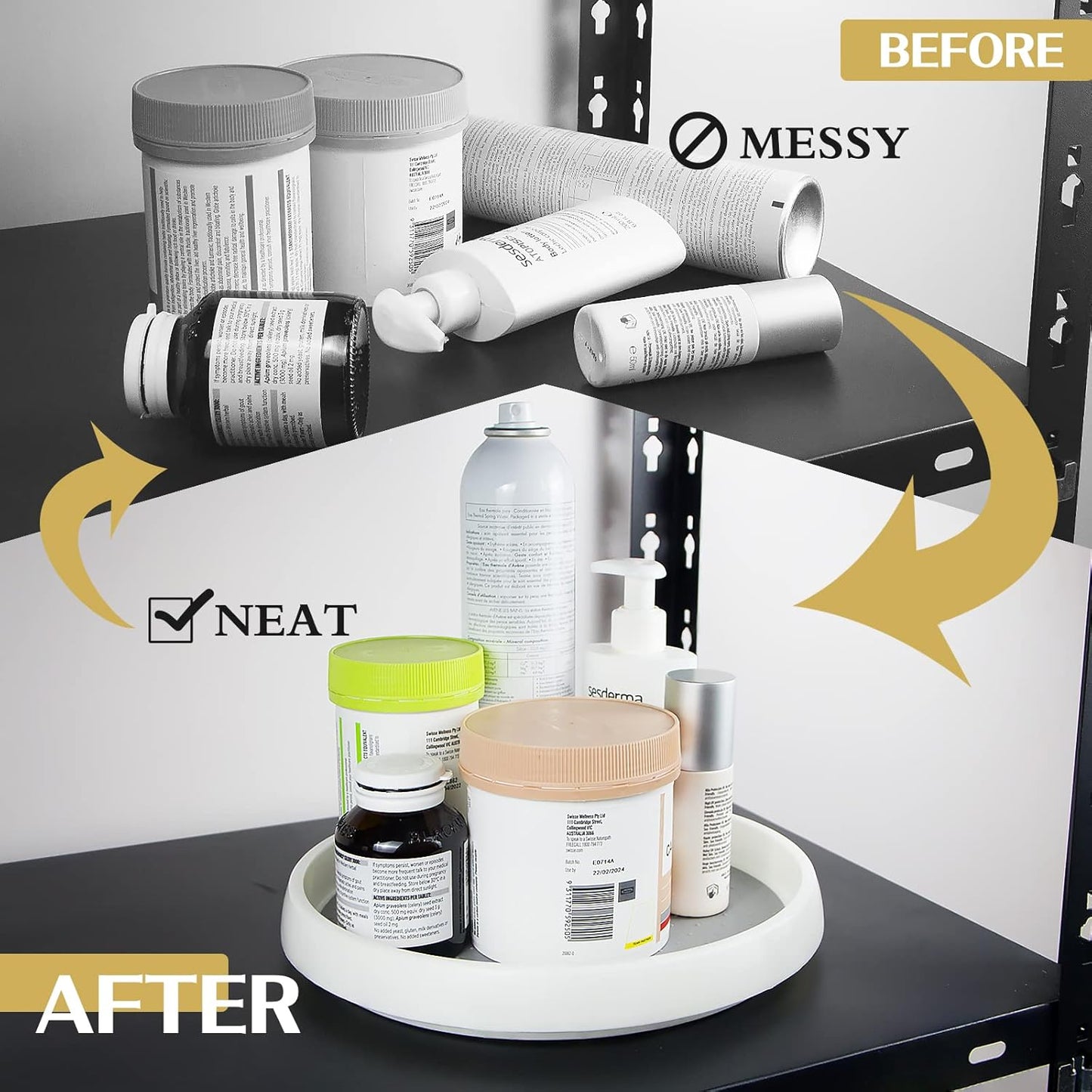 Non Skid Lazy Susan Turntable,Single Round Rotating Kitchen Spice Organizer for cabinets,Pantry, Bathroom, Refrigerator (12Inch)