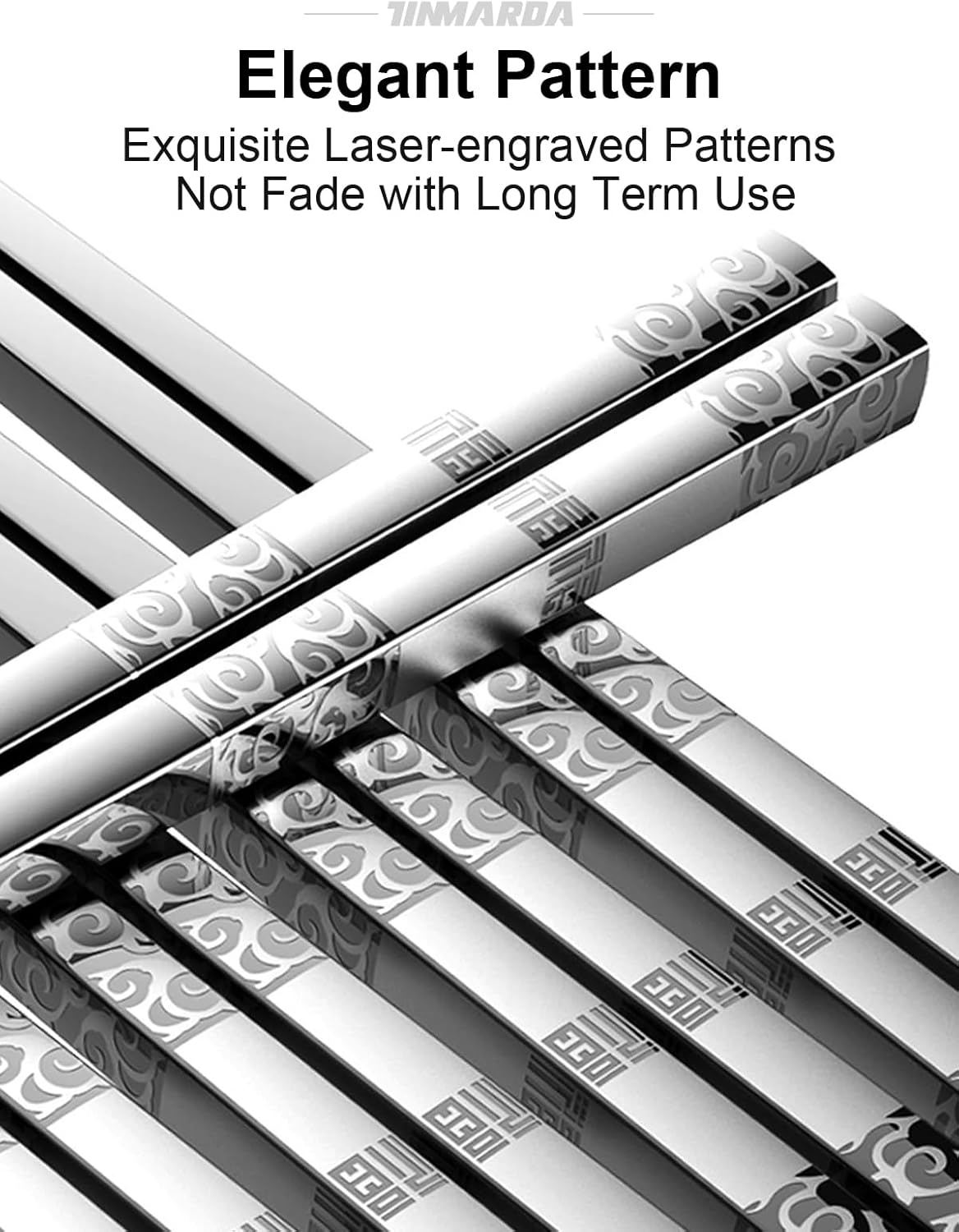 Metal Chopsticks Reusable 5 Pairs Stainless Steel Chopsticks Dishwasher Safe Square Lightweight Non-Slip Chop Sticks Present Set (Silver)