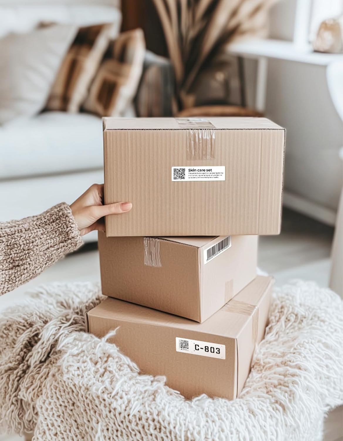 MUNBYN 3x1 Inch White Thermal Labels, Strong Adhesive, Thermal Sticker Labels for Price, Mailing, Name, 1000 Sheets/1 Roll