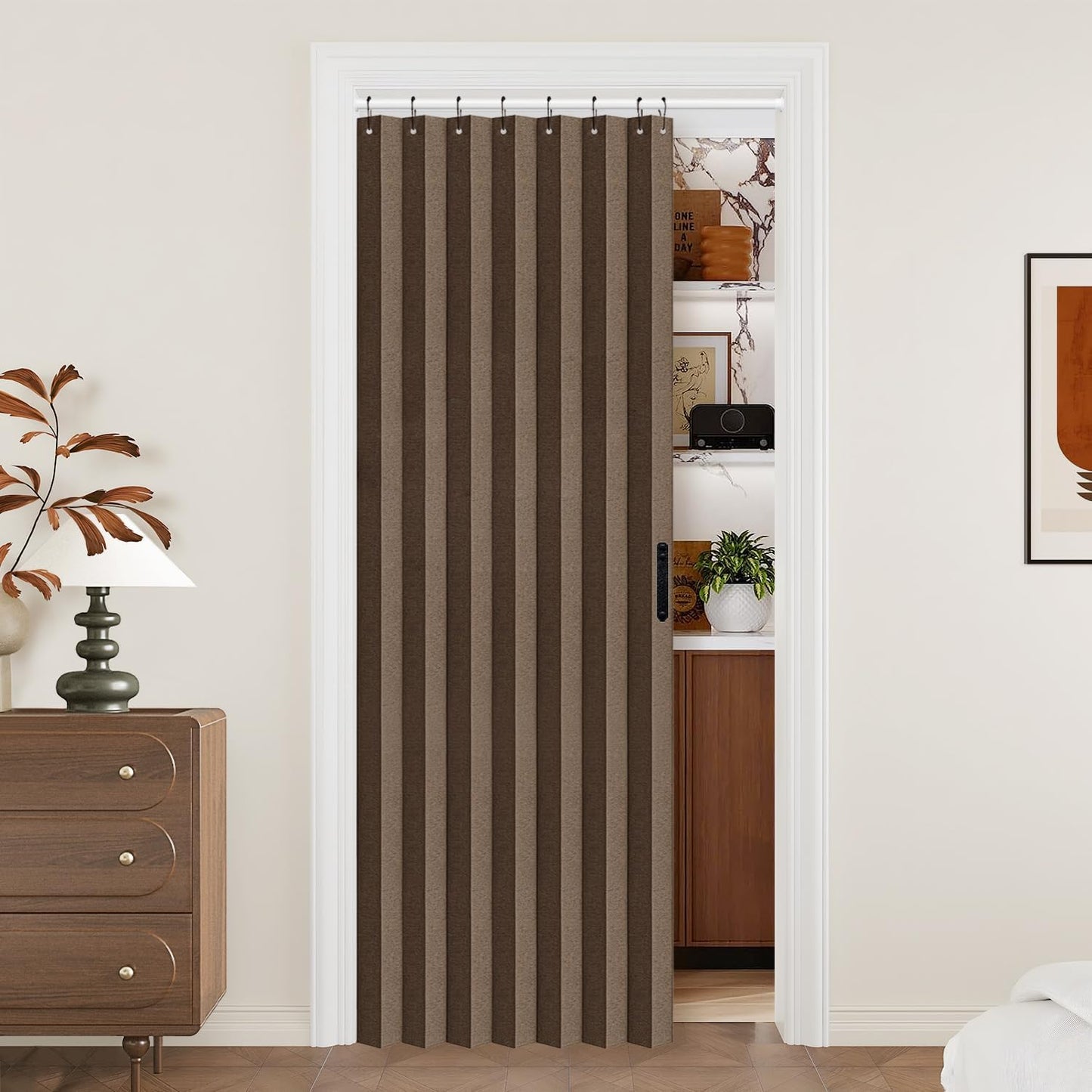 Vatge Door Curtains for Doorways - Brown Curtains for Closets Doors Privacy Room Divider for Room Separation,1 Panel with Tieback, W39 x L78, Brown