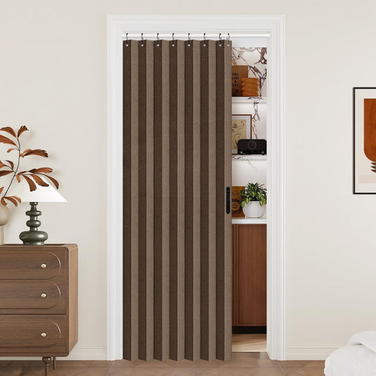 Vatge Door Curtains for Doorways - Brown Curtains for Closets Doors Privacy Room Divider for Room Separation,1 Panel with Tieback, W39 x L78, Brown