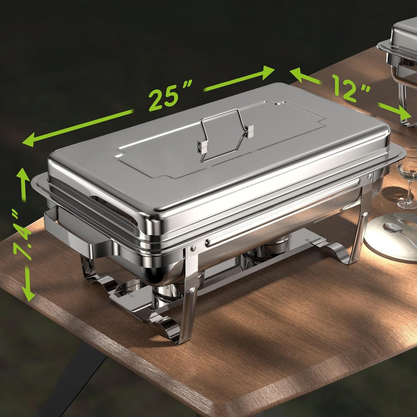 sifer 9Qt 4Pack [Multi-Size] Chafing Dish for Buffet | 80% Faster Screwless Assembly & Stackable Design for Wedding/Home/Christmas Buffets