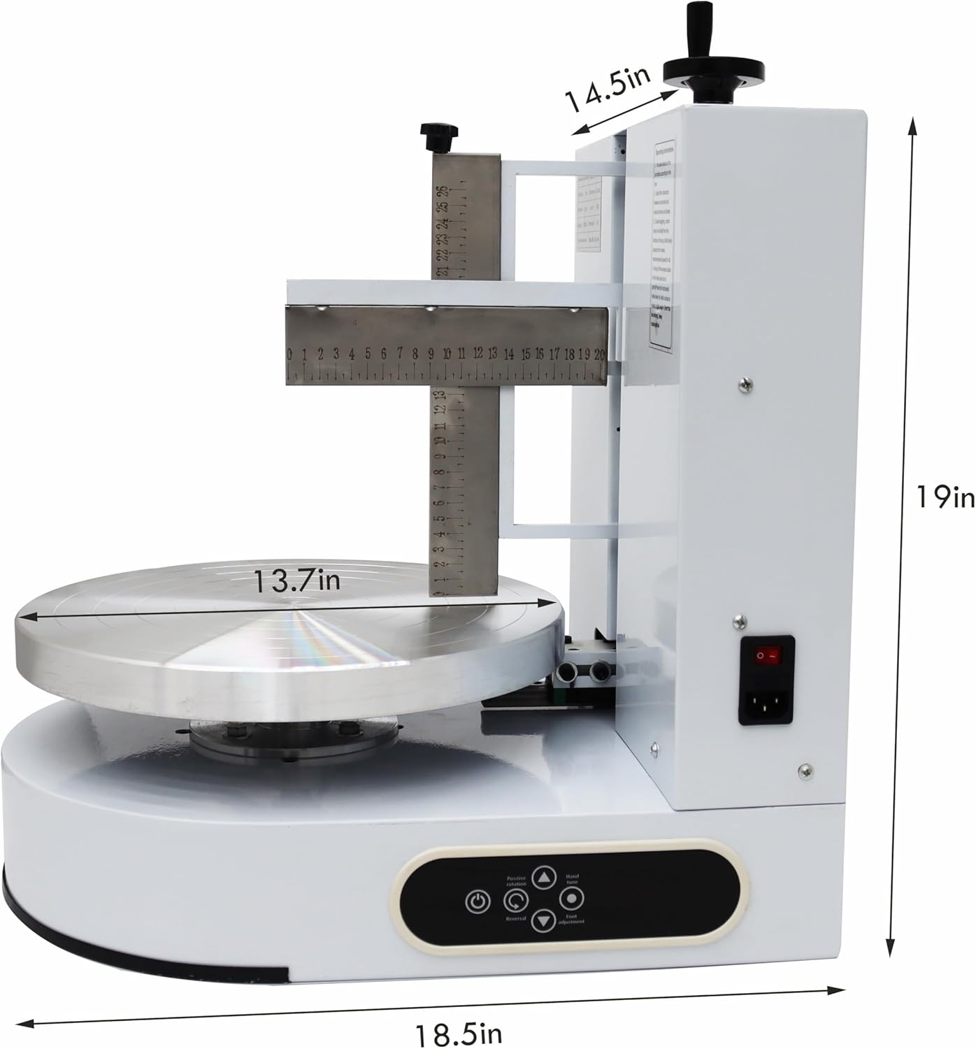 TECHTONGDA Cake Decorating Coating Machine Cream Spreading Automatic Frosting Turntable with Graduated Scraper 60-320RPM Rotating Speed for 4-12inch Cakes White