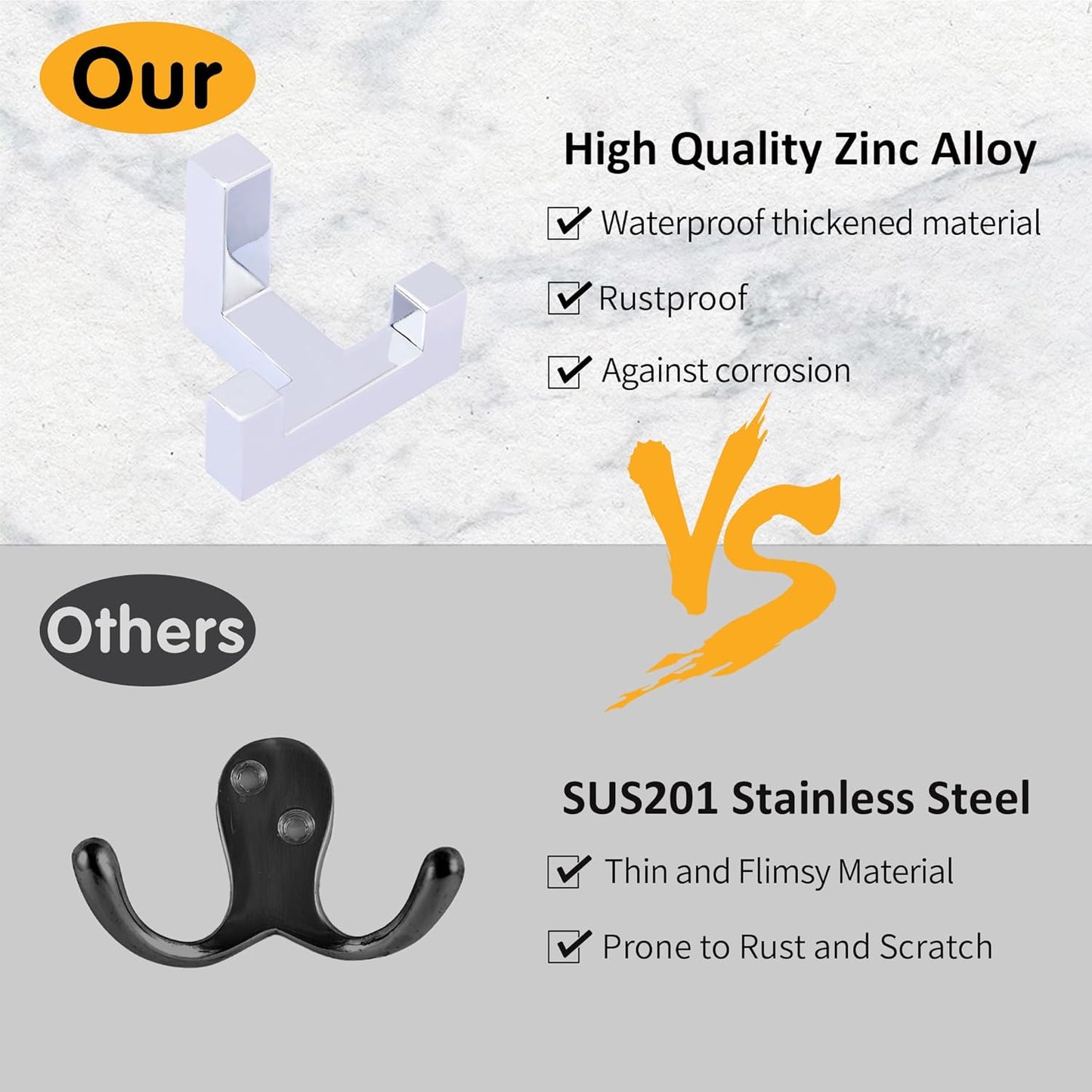 5 Pack Heavy Duty Coat Hook Wall Mount with Screw Retro Double Coat Hook Utility Hook for Coats, Scarves, Bags, Towels, Keys, Hats, Mugs (Chrome)