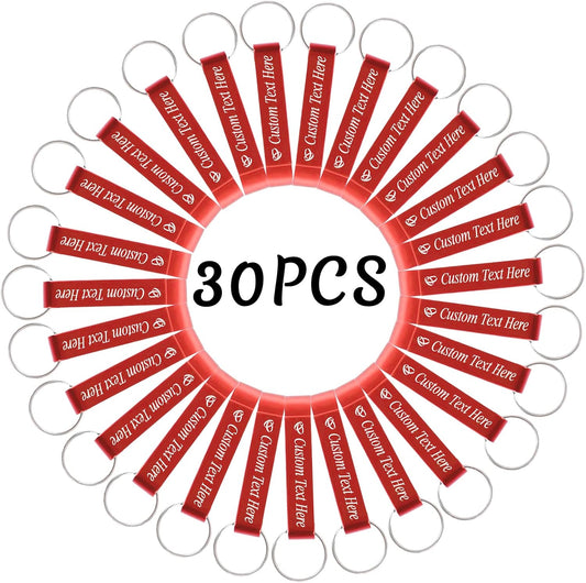 30PCS Personalized Bottle Opener Keychain Bulk Custom Beer Bottle Opener with Logo Text Engraved Wedding Bottle Opener Favors Customized Gifts for Guests Baby Shower Birthday Party-Red