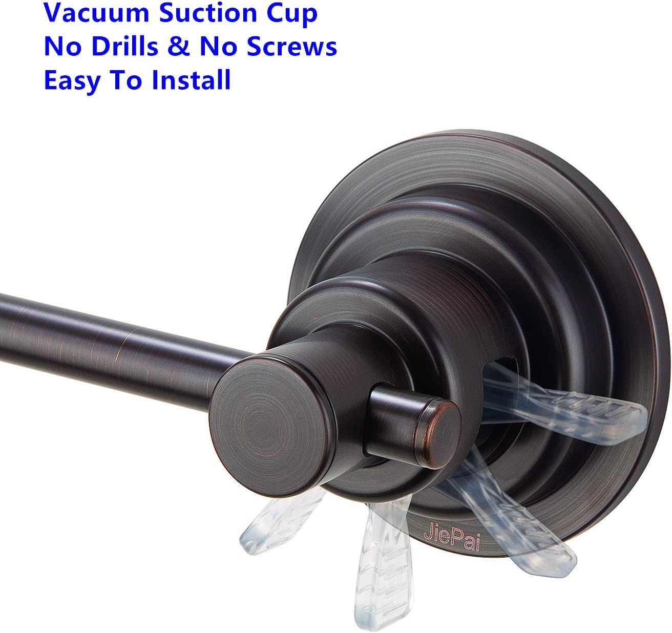 JiePai Suction Cup Towel Bar,Removable Modern Vacuum Towel Holder for Bathroom Door Adhesive Towel Rack Holder (Suction Towel Bar-16 inch Rubbed Bronze)