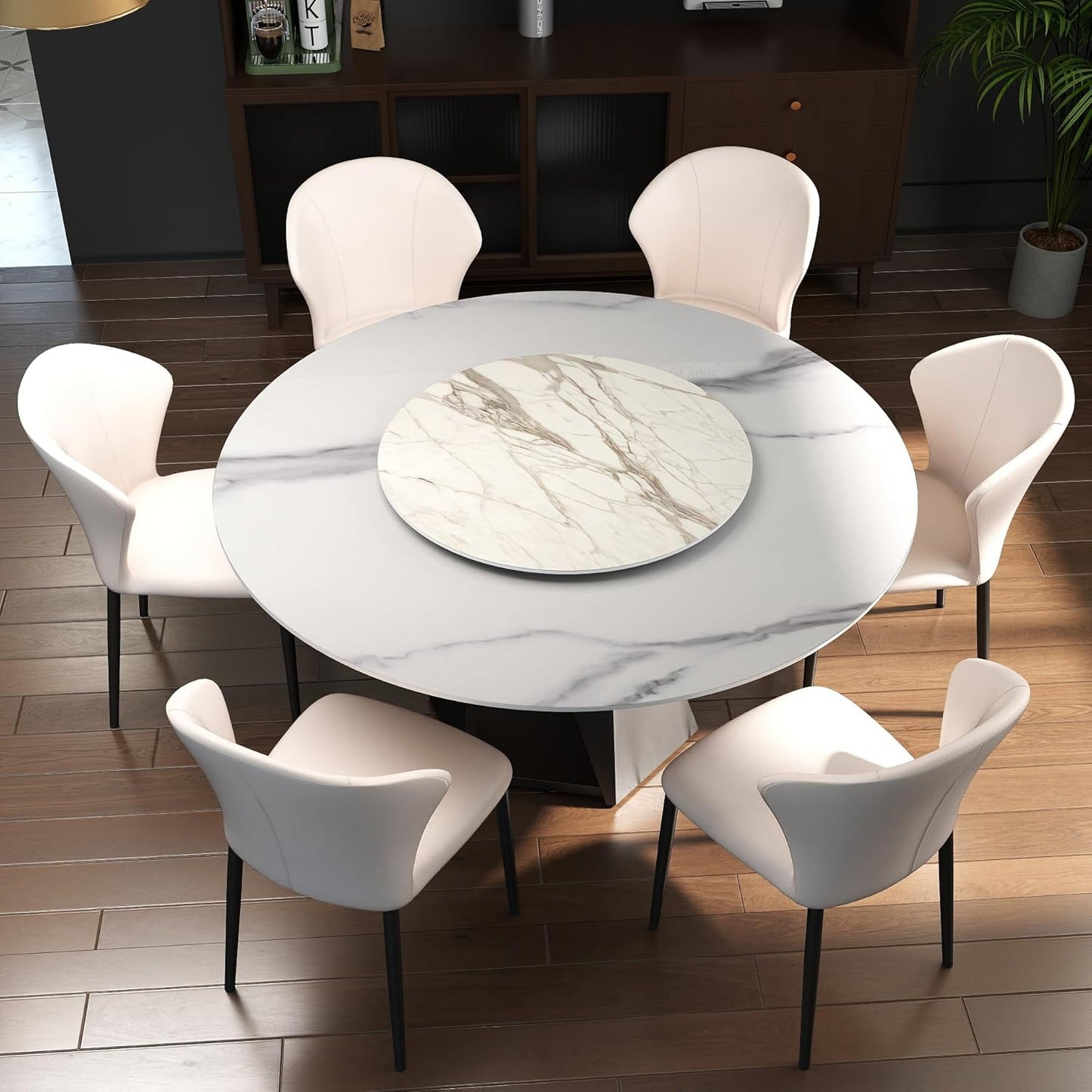 31.5" Lazy Susan for Table Top Sintered Stone Rotating Serving Tray for Dining Table, Kitchen Lazy Susan Organizer Spinning Rotating Food Server Party Centerpieces