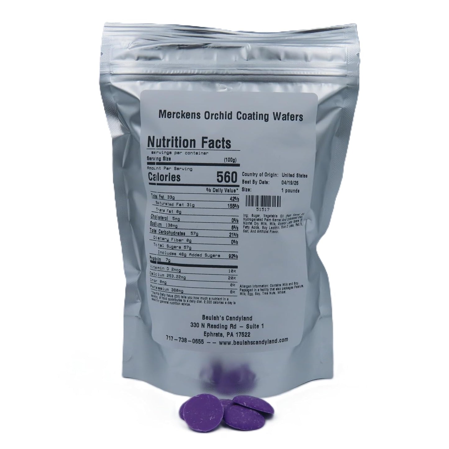 MERCKENS Coating Wafers, Orchid Color Melting Chocolate, 1 Pound Package